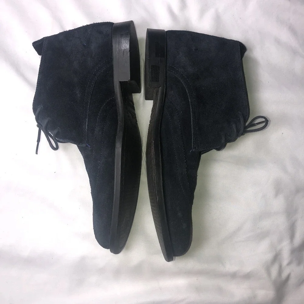 TOPMAN Boots Men Size 9 EUR 41 Blue Suede Ankle Wing Tip Lace- up University